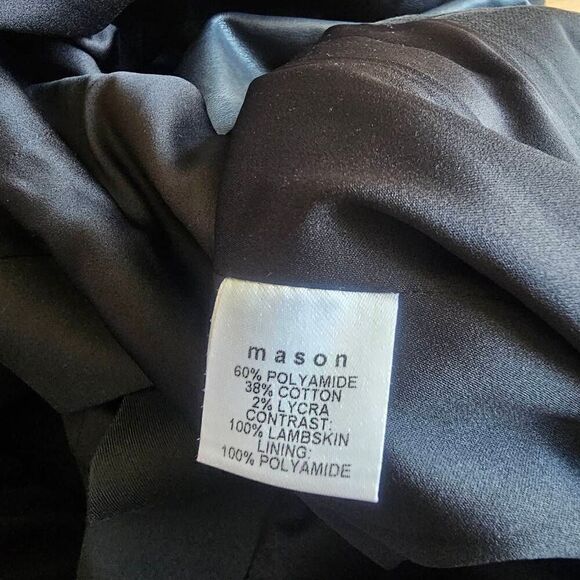Mason womens Sz 0 black 100% lambskin contrast blazer - Picture 8 of 8
